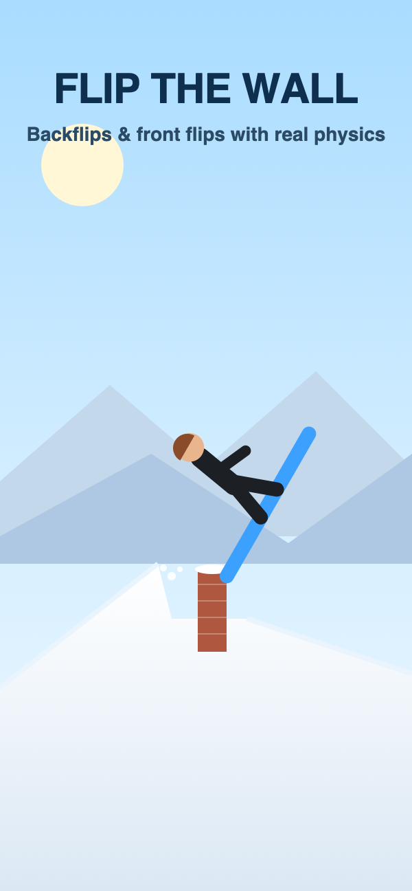 Ski Stunt Simulator - Flip over the wall